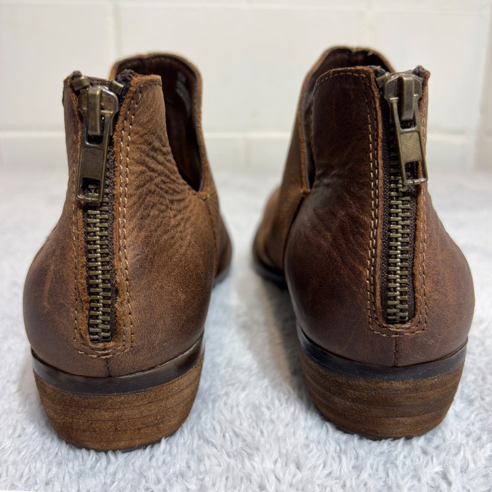 Born Kerri Ankle Boots Women 8.5M Brown Leather Distressed V-Cut Back Zip Bootie - Picture 4 of 8